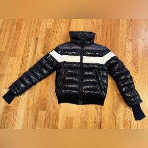 SAM. Starburst Single Stripe Puffer Bomber Jacket